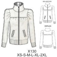 X130 - Molde de Polerón con cuello y cierre manga globo