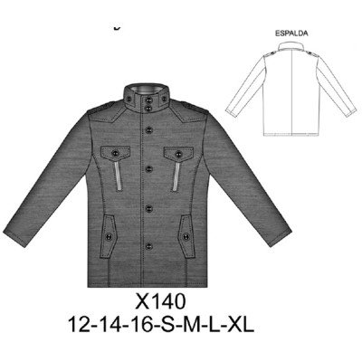X140 - Molde de Chaqueta corte militar X140 - Molde de Chaqueta corte militar