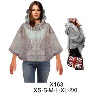 X163 - Molde de Capa con bolsillo canguro, gorro grande, juvenil