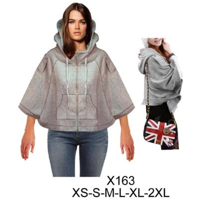 X163 - Molde de Capa con bolsillo canguro, gorro grande, juvenil