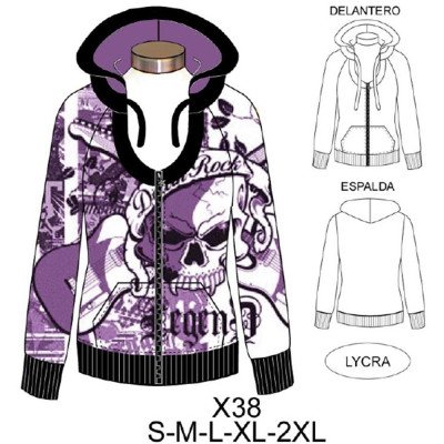 X38 - Molde de Polerón escotado con cierre, gorro con pie de cuello X38 - Molde de Polerón escotado con cierre, gorro con pie de cuello