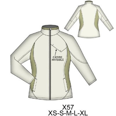 X57 - Molde de Casaca mujer entallada, manga reglan con cortes