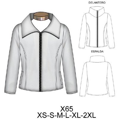 X65 - Molde de Chaqueta polar cuello grande X65 - Molde de Chaqueta polar cuello grande