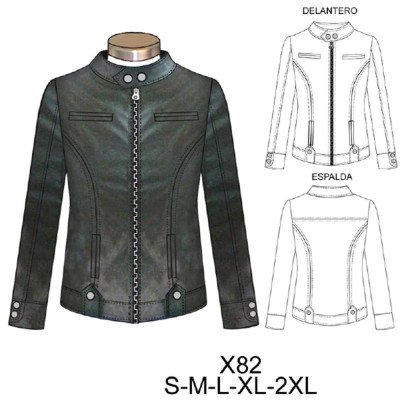 X82 - Molde de Casaca ajustada cuerina con manga anatómica