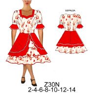 Z30N - Molde de Vestido de huasa, falso interior con capa recogida