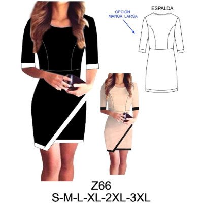 Z66 - Molde de Vestido corte princesa, faldón asimétrico, largo 90 cms Z66 - Molde de Vestido corte princesa, faldón asimétrico, largo 90 cms