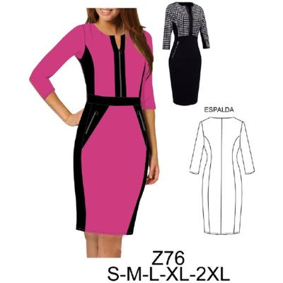 Z76 - Molde de Vestido con corte en los costados y cintura, aplicaciones con cierre Z76 - Molde de Vestido con corte en los costados y cintura, aplicaciones con cierre